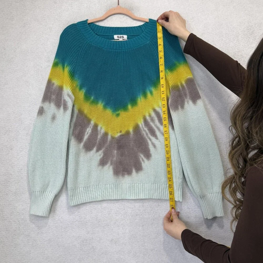525 Sweater Womens Small Multicolor Tie Dye Chevron Crewneck Knit Pullover - Picture 5 of 9